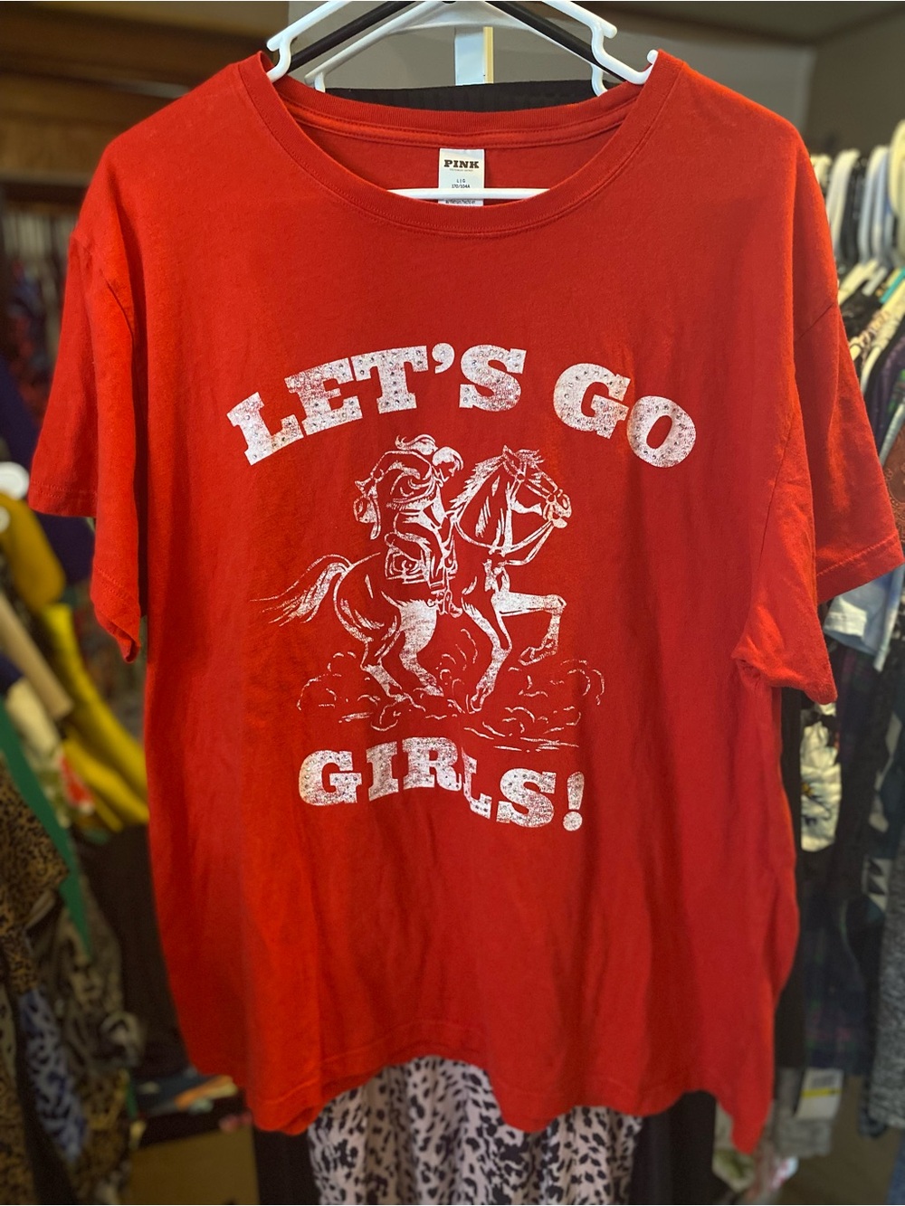 PINK Victoria's Secret - Shania Twain - Red 'Let's Go Girls!' Graphic Tee